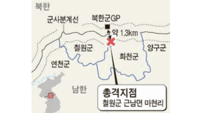 북한군, 강원도 철원 최전방 GP에 기관총 2발 총격
