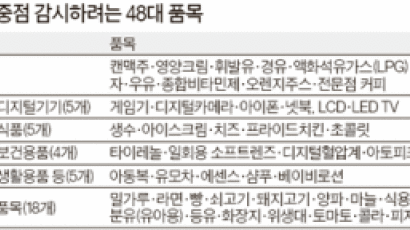정부, 가격 중점감시 품목 48개 선정