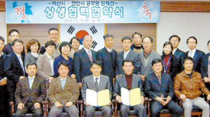 아산·천안 공무원 단체 상생 협약