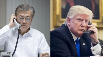 [속보] 文-트럼프 전화회담 "북핵문제 평화적 해결 중요…미사일 지침, 韓 희망하는 수준으로 개정"