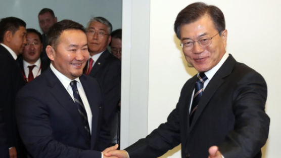 몽골 대통령 만난 문재인 대통령 "한·몽골 관계 획기적인 발전 기대"