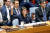 니키 헤일리 유엔 주재 미국대사가 11일(현지시간) 유엔 안전보장이사회 회의에서 대북제재 결의 2375호에 찬성 입장을 표명하고 있다.[AFP=연합뉴스]