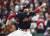 Cleveland Indians relief pitcher Andrew Miller throws to a New York Yankees batter during the fourth inning of Game 5 of a baseball American League Division Series, Wednesday, Oct. 11, 2017, in Cleveland. (AP Photo/David Dermer) <저작권자(c) 연합뉴스, 무단 전재-재배포 금지>