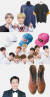 위쪽부터 가수 방탄소년단 뷔·지민 - 셔츠·티셔츠, 가수 워너원 - 멤버 11명 전원 모자, 배우 이병헌 - 가죽 부츠