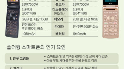 자판 크고 사용 편하고 … 폴더형 스마트폰 조용한 인기