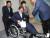 조원진 대한애국당 공동대표가 19일 서울 여의도 국회 정론관에서 박근혜 전 대통령의 무죄 석방 관련 기자회견을 마친 후 휠체어를 타고 회견장을 나서고 있다. 조 의원은 지난 10일부터 열흘간 단식을 이어오고 있다. [뉴스1]