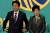 지난 8일 일본기자협회 주최의 선거정책 토론회에 참석한 아베 신조 일본 총리와 고이케 유리코 도쿄도지사. [도쿄 AFP=연합뉴스]