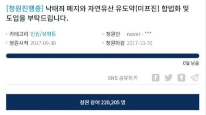 두번째 20만건 靑 청원은 '낙태'…1호는 부산 여중생 사건 뒤 '소년법 개정'