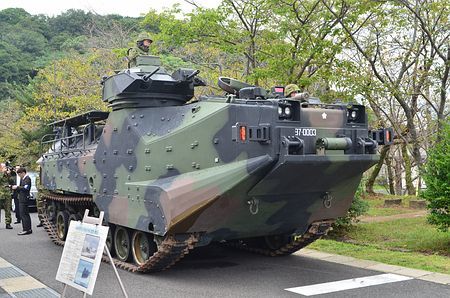 일본 육상자위대가 내년 신설하는 수륙기동단에 배치 예정인 AAV7 수륙양용차. [지지통신]