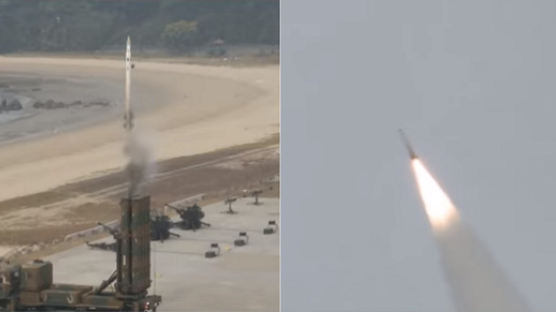 국산 요격 미사일 ‘천궁’ 첫 공개…40km 밖 적 항공기 명중 