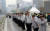 트럼프 미국대통령이 방한한 7일 오전 경찰이 통행로를 제외하고 광화문광장을 펜스로 봉쇄했다. 강정현 기자.