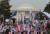 트럼프 미국 대통령 방한을 환영하는 집회가 서울 여의도 국회의사당 앞 도로 한편에서 열렸다. 신인섭 기자