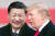 방중한 도널드 트럼프 미국 대통령이 시진핑 중국 국가 주석과 지난 9일 베이징 인민대회당 앞에서 열린 환영행사에서 웃으며 대화하고 있다. [베이징 AFP=연합뉴스] 