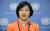 미국을 방문 중인 더불어민주당 추미애 대표는 17일(현지시간) 뉴욕 유엔본부에서 기자회견을 통해 북한 선수단의 평창 동계올림픽 참가를 공개 요청하고 있다. [연합뉴스]