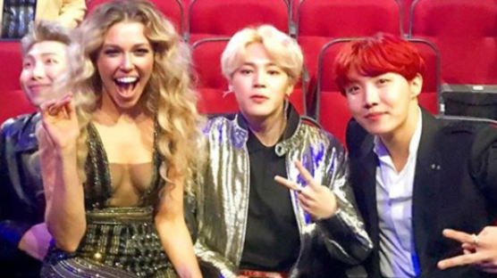Fans Are Debating Over This Photo of Rachel Platten Sitting on BTS RM's Lap