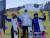 스노보드 국가대표 이상호(가운데)가 10일 FIS 스노보드 유로파컵에서 우승한 직후 시상대 맨 위에 서서 포즈를 취하고 있다. [사진 대한스키협회]