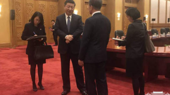 문재인 대통령 만난 시진핑 중국 국가주석의 공손한 ‘손’ 화제 