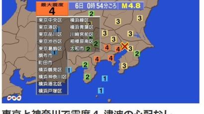 일본 치바에 규모 4.8 지진…도쿄서 흔들림 감지 