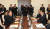 리선권 조국평화통일위원회 위원장(왼쪽)과 조명균 통일부 장관이 9일 판문점 남측 평화의 집에서 열린 남북 고위급회담 종료회의에 참석한 모습. 사진공동취재단