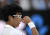 South Korea&#39;s Chung Hyeon reacts after taking the first set against Serbia&#39;s Novak Djokovic during their fourth round match at the Australian Open tennis championships in Melbourne, Australia, Monday, Jan. 22, 2018. (AP Photo/Andy Brownbill) <저작권자(c) 연합뉴스, 무단 전재-재배포 금지>