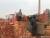 체불임금 대신 지급받은 벽돌을 옮기고 있는 노동자.［사진 장시일보 캡처］