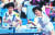 1991년 세계탁구선수권대회에 출전한 남북한 단일팀 현정화(오른쪽)와 북한 이분희. [중앙포토]