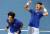 2014년 9월 29일 인천 열우물테니스장에서 열린 남자 테니스 복식 인도와 결승경기에서 금메달을 차지한 한국 정현(오른쪽)과 임용규가 환호하는 모습. [연합뉴스]