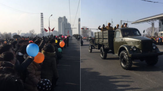 “여기는 축제 분위기” 트위터에 올라온 북한 열병식 현장 