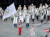 2018 평창 겨울올림픽 개회식에서 러시아 선수단이 올림픽기를 들고 입장하고 있다. 평창=김두홍 기자