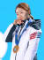 소치 올림픽 여자 500m에서 우승한 이상화가 메달 시상식에서 금메달을 목에 걸고 눈물을 훔치고 있다. [뉴스1]