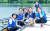 여자컬링대표팀이 지난해 8월 충북 충주 탄금호 국제조정경기장을 찾아 조정을 배우며 하이브리드 훈련을 했다. [중앙포토]
