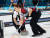 16일 강릉컬링센터에서 열린 여자 컬링 대한민국과 스위스의 예선 경기에서 한국의 김영미가 힘차게 스위핑을 하고 있다. [연합뉴스]