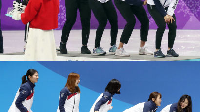 [서소문사진관]여자 쇼트트랙 대표팀, 밀어주는 세리머니 한 번 더?