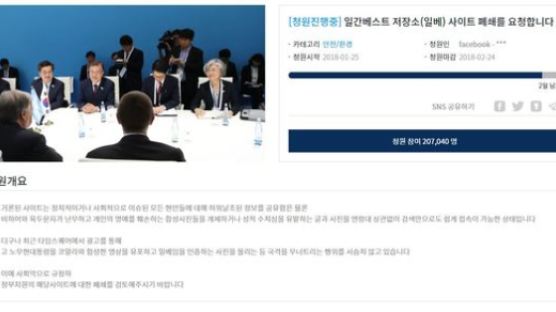 “‘사회악’ 일베 사이트 폐지” 청와대 청원 20만 넘었다