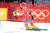 북한 강성일이 18일 오전 강원도 평창군 용평 알파인 경기장에서 열린 2018 평창동계올림픽 알파인 스키 남자 대회전 런1에서 질주를 하고 있다. [평창=뉴스1]