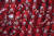 북한 응원단이 22일 강원도 강릉 아이스아레나에서 열린 2018평창동계올림픽 쇼트트랙 남자 500m 준결승에서 파도타기 응원을 하고 있다.[강릉=연합뉴스]