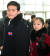 26일 경기도 파주 도라산 남북출입사무소(CIQ)에서 북한 피겨 김주식(왼쪽)과 염대옥이 출경을 하고 있다. [사진공동취재단]