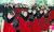 지난 7일 방한해 응원활동을 펼쳤던 북한 응원단이 26일 경기 파주 도라산의 남북출입사무로를 통해 귀환하고 있다. [사진 연합뉴스]