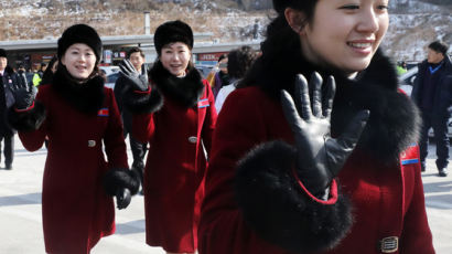 [서소문사진관]휴게소 들른 북한응원단