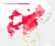 버클리 얼스가 밝힌 지난 1월 중국의 지역별 초미세먼지 농도. 붉을수록 건강에 해로울 만큼 높은 것이다. [블룸버그]