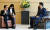 문희상 의원이 지난해 아베 총리를 예방했을 때는 의자 모양과 높이가 달랐다. [로이터=연합뉴스]