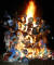 19일(현지시간) 스페인 발렌시아에서 열린 ‘라스 팔라스’ 축제 마지막날 행사기간 동안 상용됐던 조각상과 인형이 불태워지고 있다.[AP=연합뉴스]