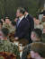 도널드 트럼프 미국 대통령이 지난해 11월 평택 미군 기지에서 문재인 대통령이 지켜보는 가운데 한·미 장병들 앞에서 연설하고 있다.