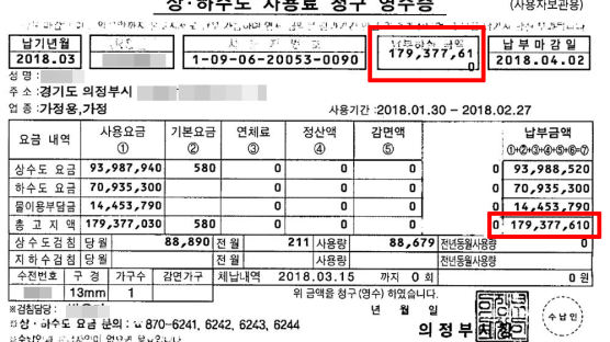 잠만 자는 원룸에 한 달 수도 요금이 1억8000만원…고지서 보니