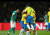 브라질축구대표팀이 28일 독일과 평가전에서 제주스의 골이 터진 뒤 기쁨을 나누고 있다. [사진 브라질축구협회 인스타그램]