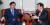 우원식 더불어민주당 원내대표(왼쪽)와 김성태 자유한국당 원내대표가 28일 오전 국회 운영위원장실에서 만나 대담했다. 변선구 기자