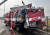 지난달 30일 오전 충남 아산 둔포면 43번 국도에서 25t 트럭에 들이받힌 소방펌프 차량. 이 사고로 소방관과 교육생 등 3명이 목숨을 잃었다. [연합뉴스]