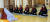 여자 컬링 대표팀이 지난 3월12일 고운사에서 열린 축하행사를 마친 뒤 명상을 하는 모습. [중앙포토]