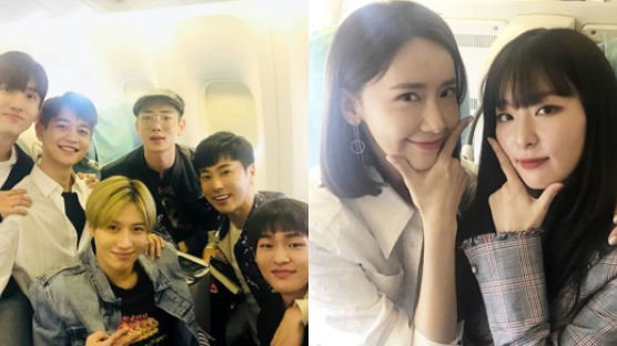 PHOTOS: SM Ent. Stars' Selfie Fest on the Plane to Dubai