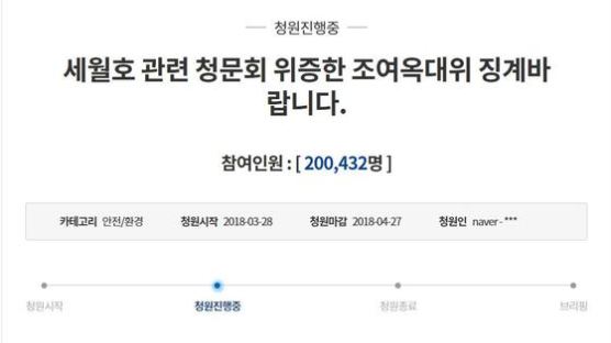 “세월호 청문회 위증 조여옥 대위 징계해달라”…靑국민청원 20만명 돌파